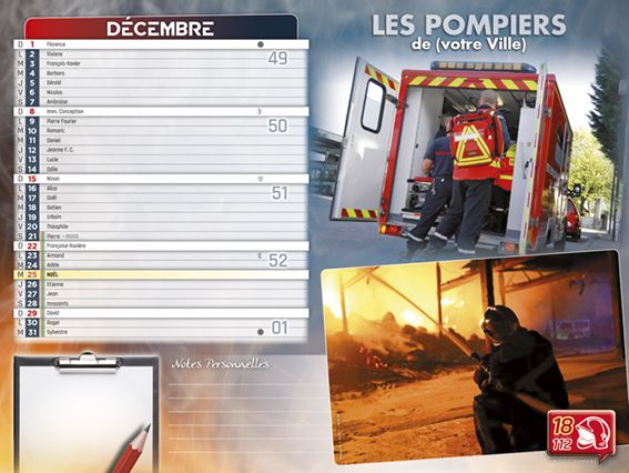 Calendrier sapeurs-pompiers personnalisable 2024